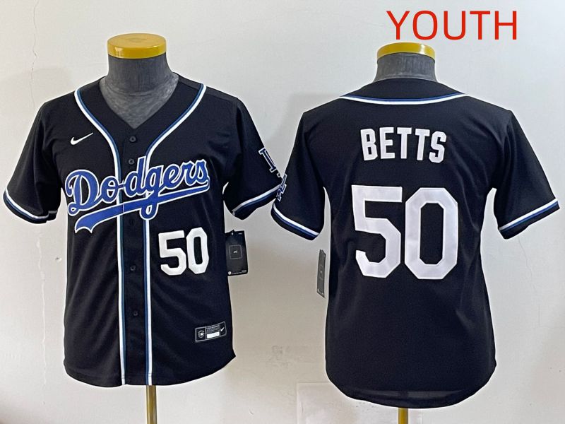 Youth 2025 Los Angeles Dodgers #50 Betts Black Three generations Fashion Nike MLB Jersey style 2->youth mlb jersey->Youth Jersey